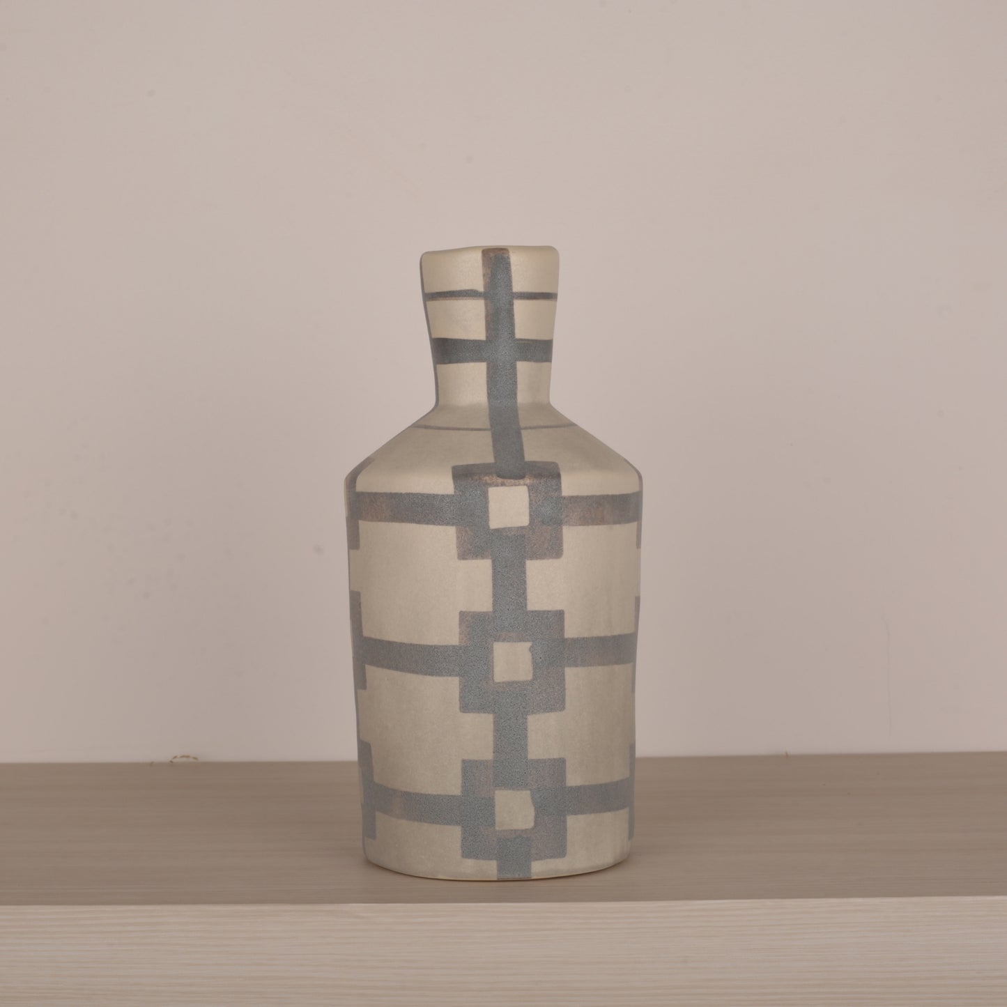 Dusty Blue Abstract Design Flower Vase