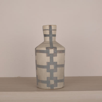 Dusty Blue Abstract Design Flower Vase