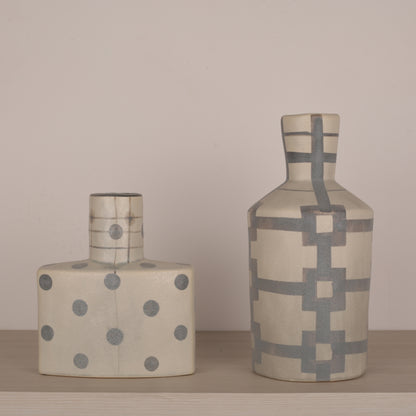 Dusty Blue Abstract Design Flower Vase
