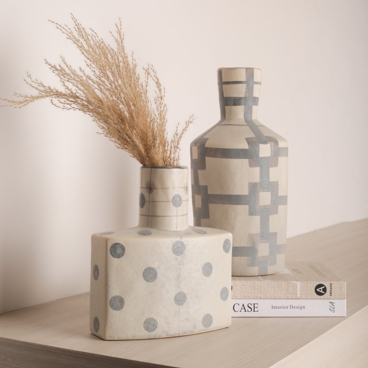 Dusty Blue Abstract Design Flower Vase