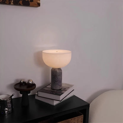 White Lampshade Nordic Simple Style Decoration Marble LED Table Lamp with Touch Switch