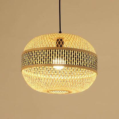 Bamboo Woven Rustic Pendant Light