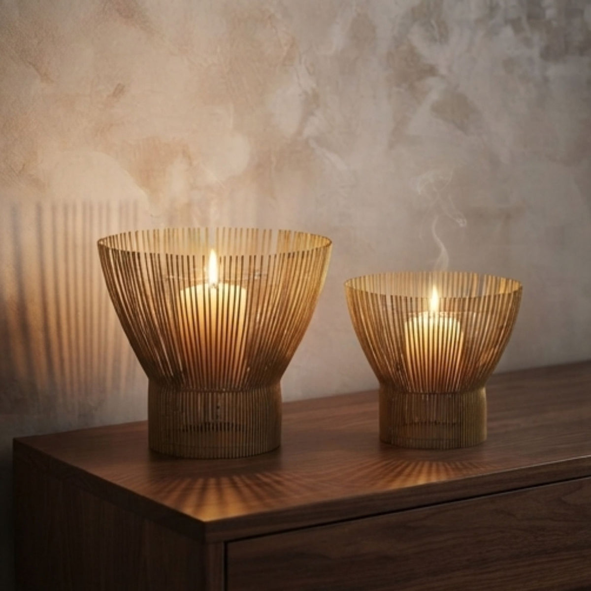 Gold-Threaded Candle Holder