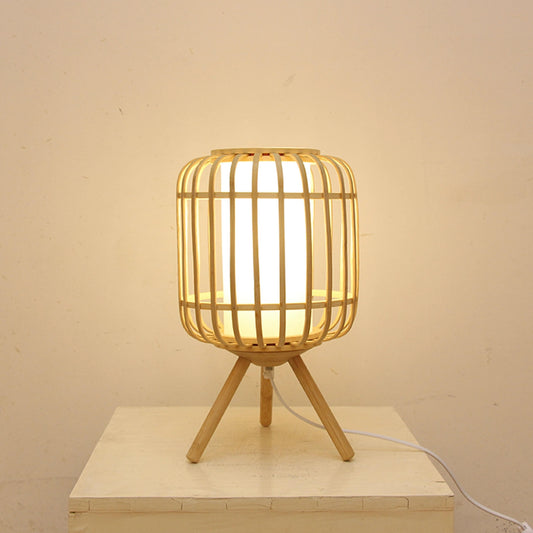 LED Wooden Tripod Bamboo Table Lamp