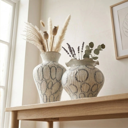 Blue-Veined Stone Design Decorative Flower Vase