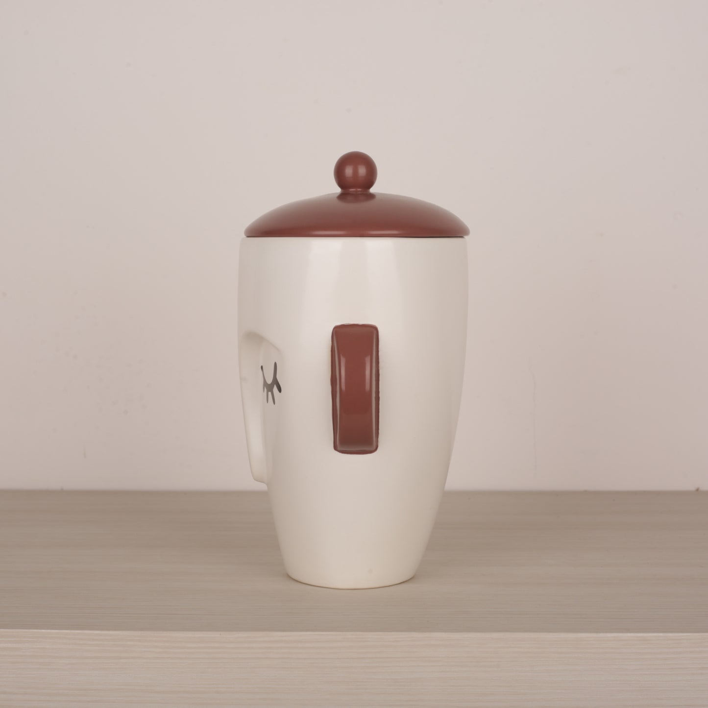 White Ceramic Face Structure Storage Jar with Lid
