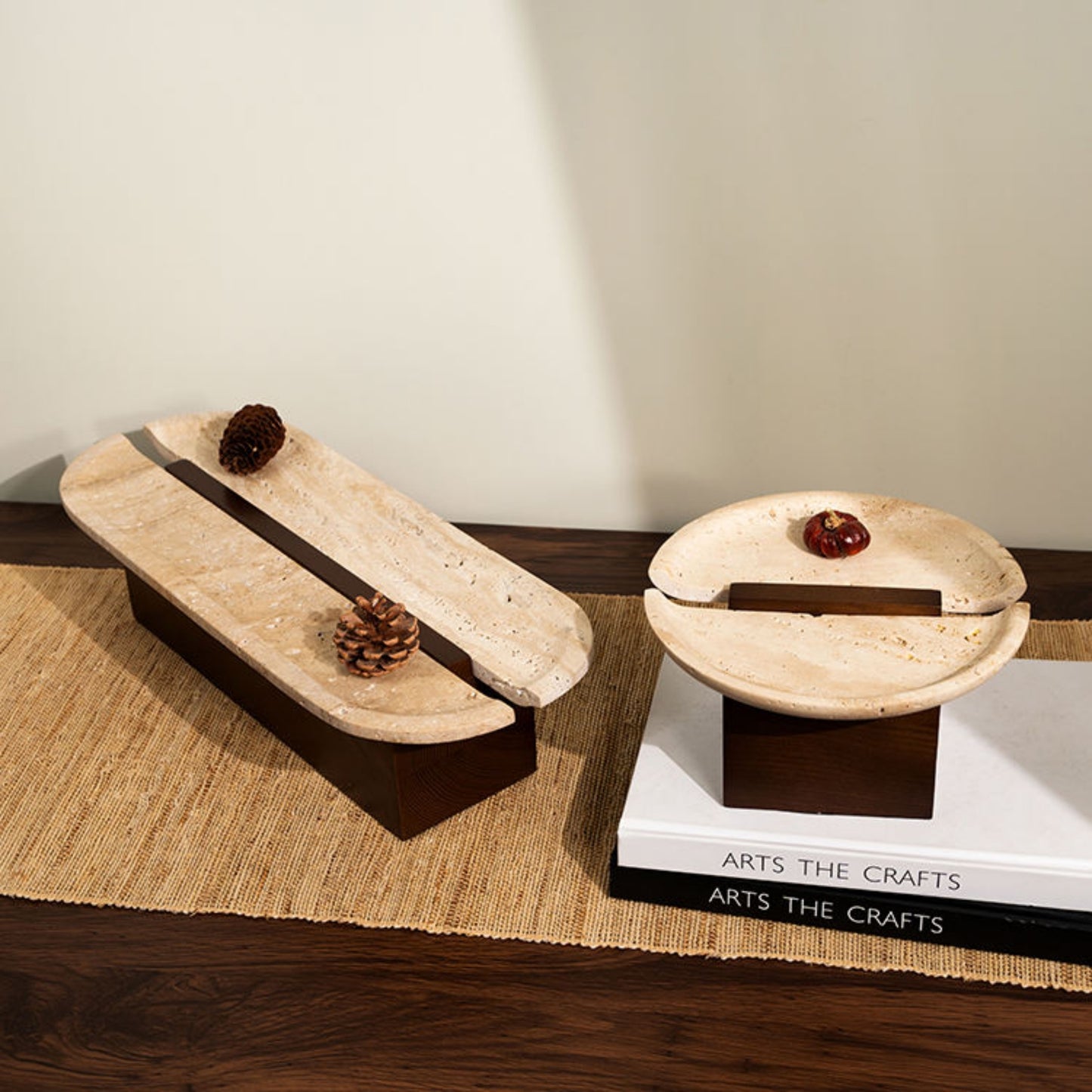 Brown Wood Cave Stone Desktop Tray