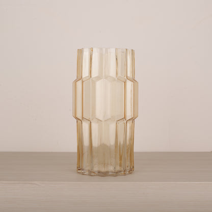 Handblown Light Amber Glass Flower Vase