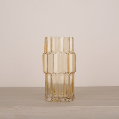 Handblown Light Amber Glass Flower Vase