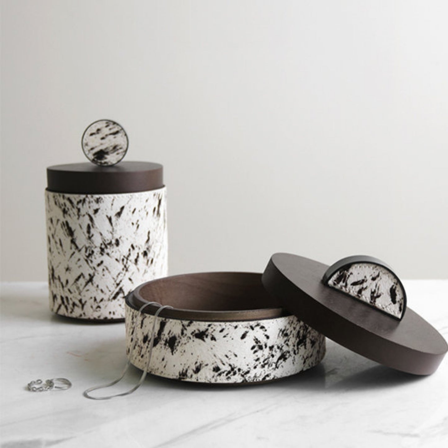 Horse Hair Solid Wood Round Jewelry Box