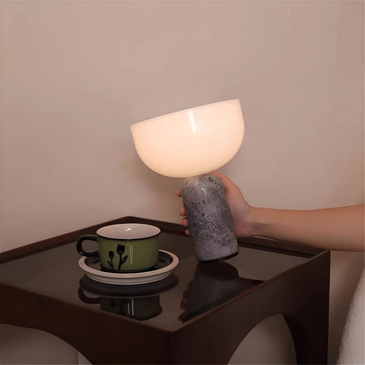 White Lampshade Nordic Simple Style Decoration Marble LED Table Lamp with Touch Switch