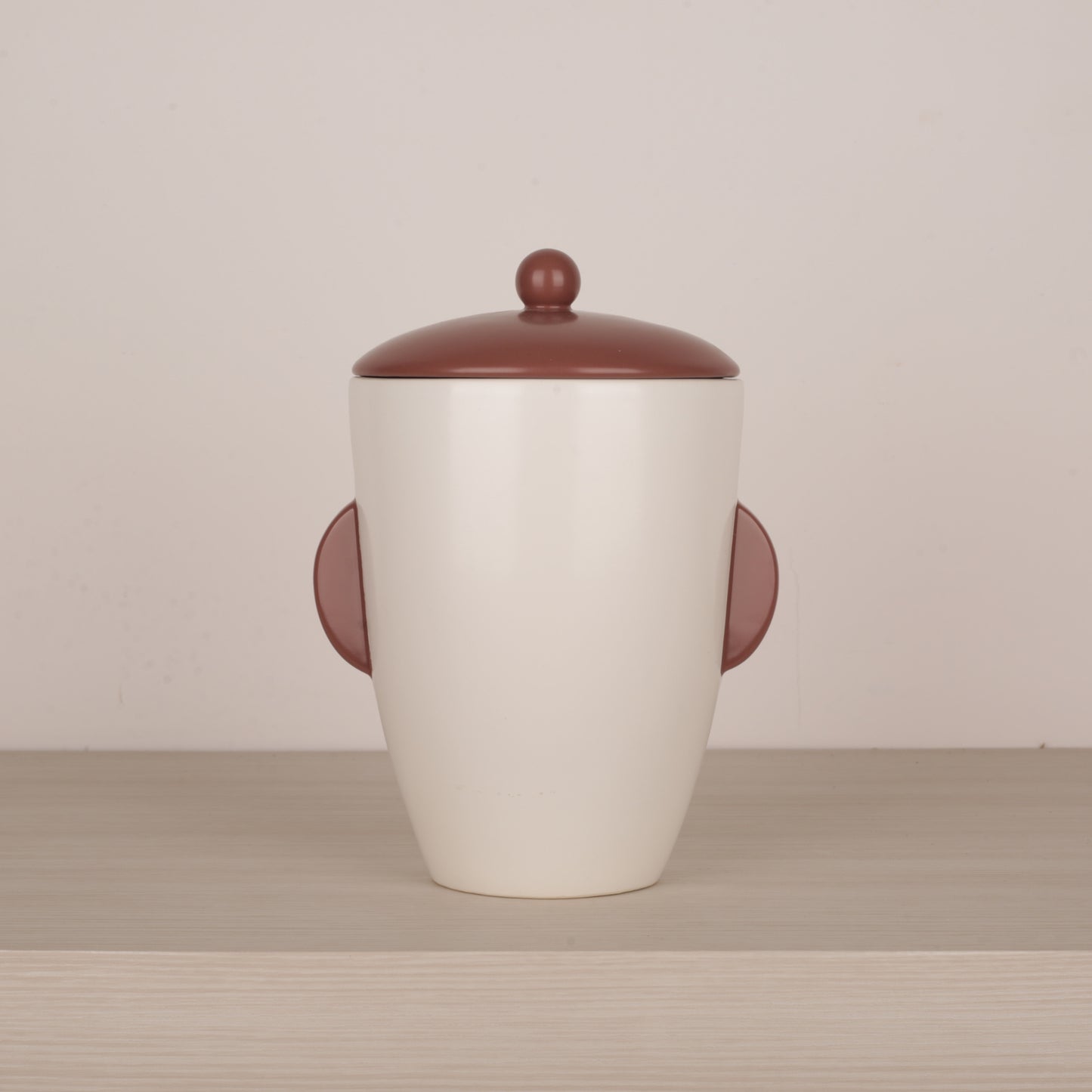 White Ceramic Face Structure Storage Jar with Lid
