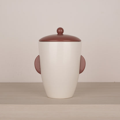 White Ceramic Face Structure Storage Jar with Lid