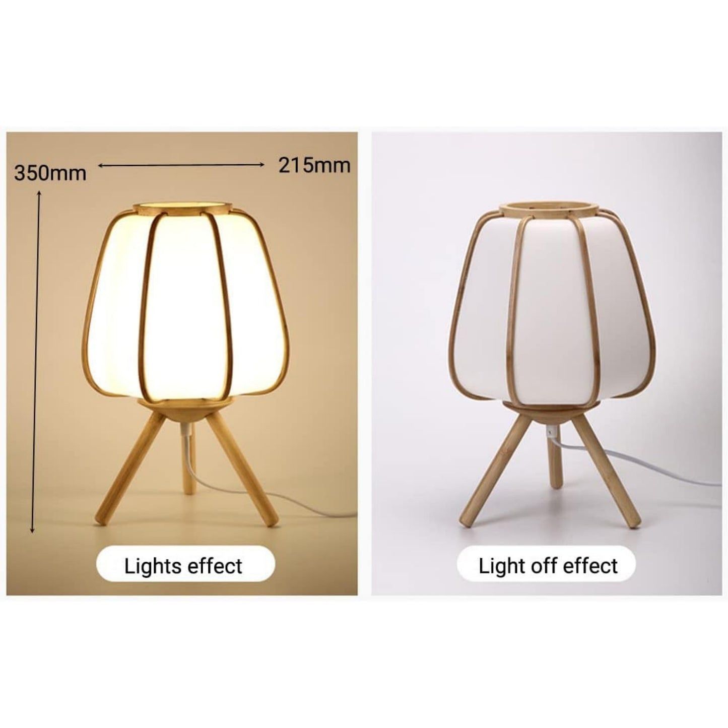 LED Wooden Tripod Base Table Lamp
