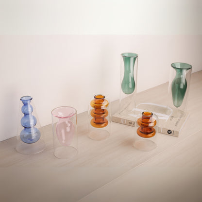 Handblown Colored Bud Glass Vase