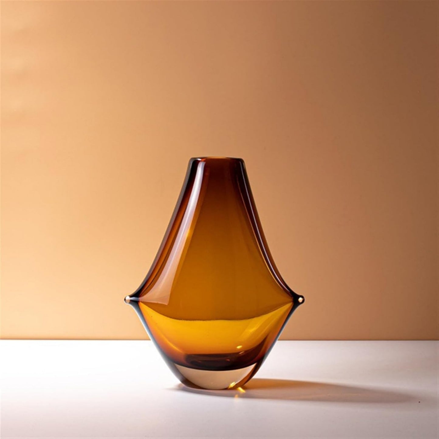 Handmade Amber Color Glass Vase