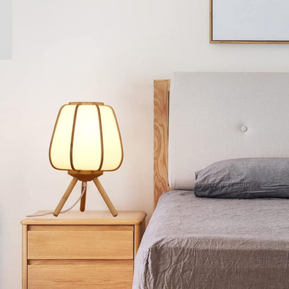 LED Wooden Tripod Base Table Lamp