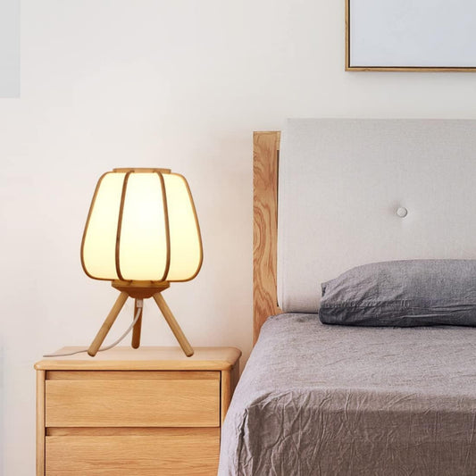 LED Wooden Tripod Base Table Lamp