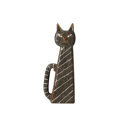 Striped Design Angry Cat Decorative Showpiece(Black, White)