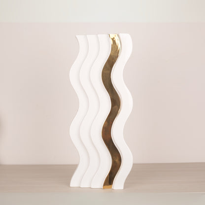 Wavy Design Golden Line Table Decoration Vase
