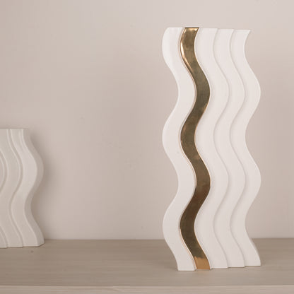 Wavy Design Golden Line Table Decoration Vase