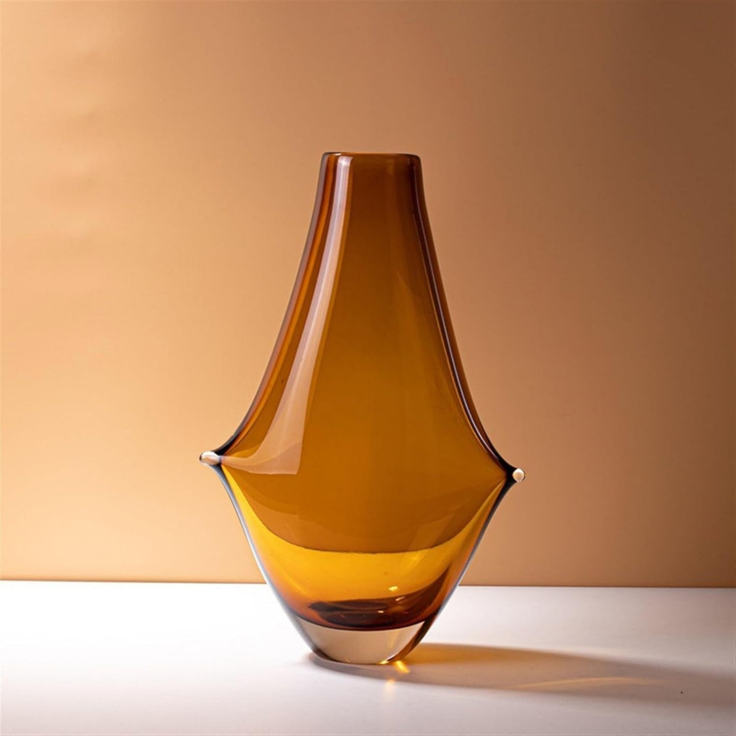 Handmade Amber Color Glass Vase