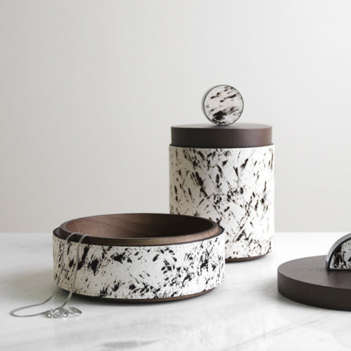 Horse Hair Solid Wood Round Jewelry Box
