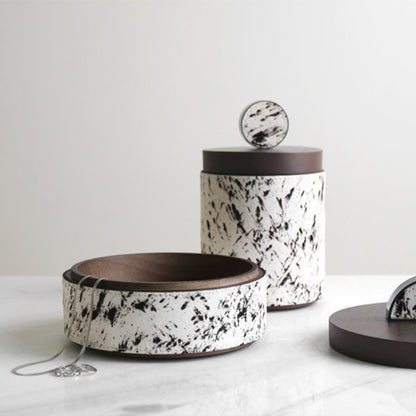 Horse Hair Solid Wood Round Jewelry Box