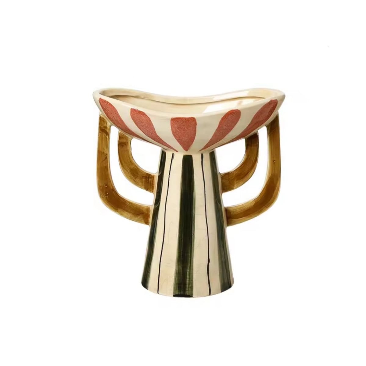 Vertical Crack Striped Design Flower Vase