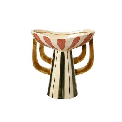 Vertical Crack Striped Design Flower Vase