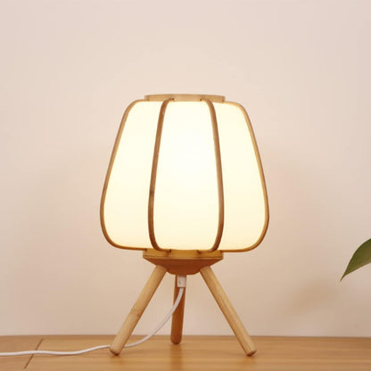LED Wooden Tripod Base Table Lamp