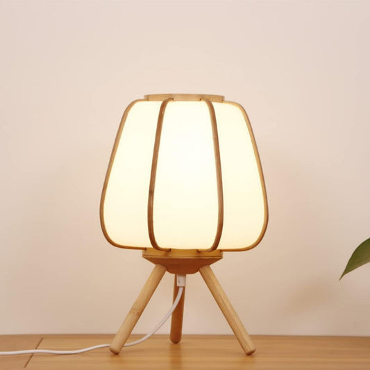 LED Wooden Tripod Base Table Lamp