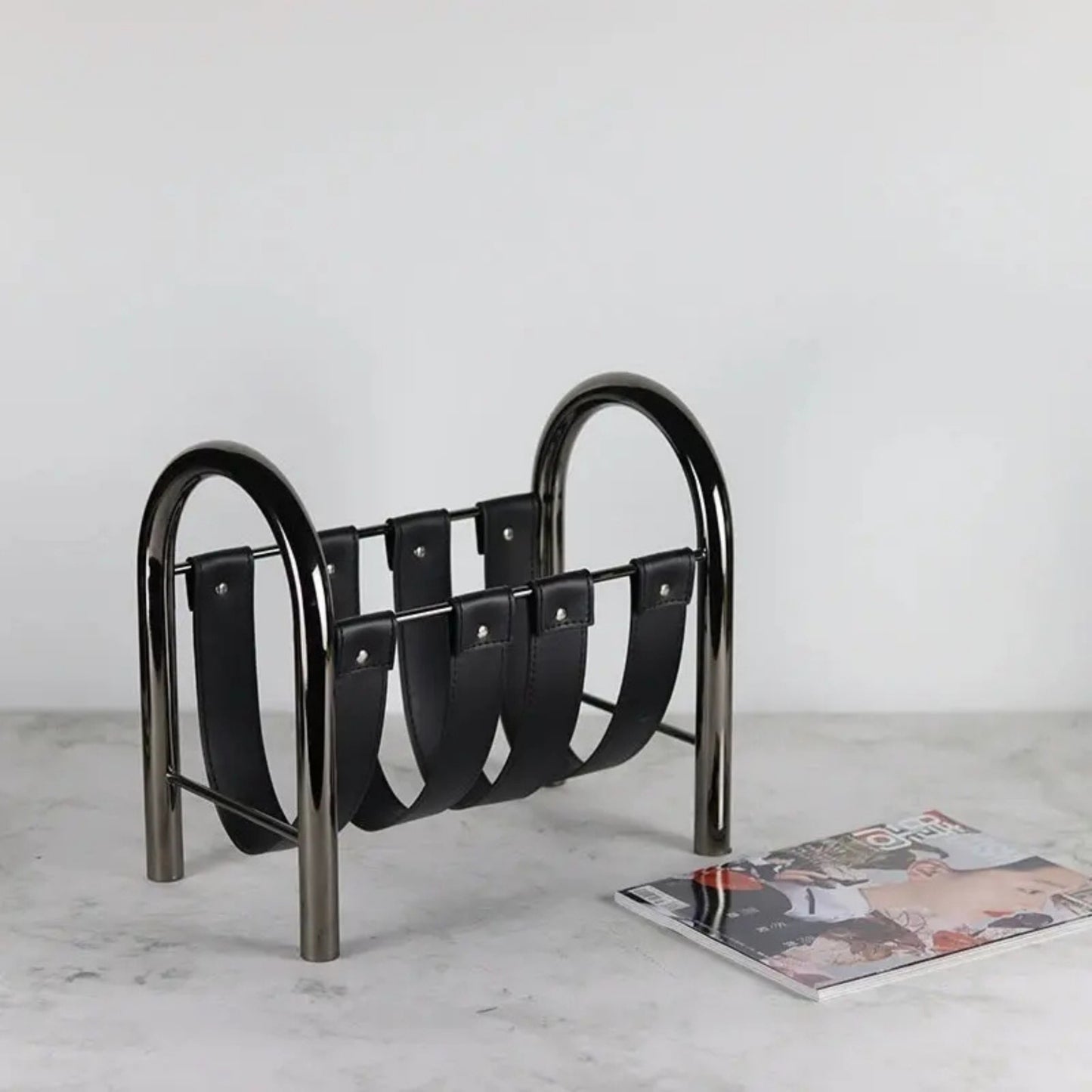 Metal Leather Magazine Stand