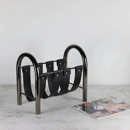 Metal Leather Magazine Stand