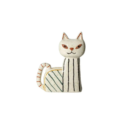 Striped Design Angry Cat Decorative Showpiece(Black, White)