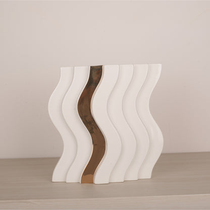 Wavy Design Golden Line Table Decoration Vase