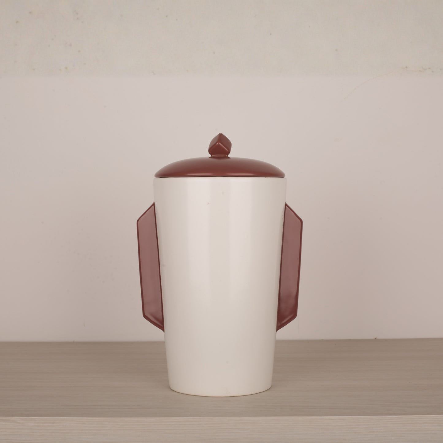 White Ceramic Face Structure Storage Jar with Lid