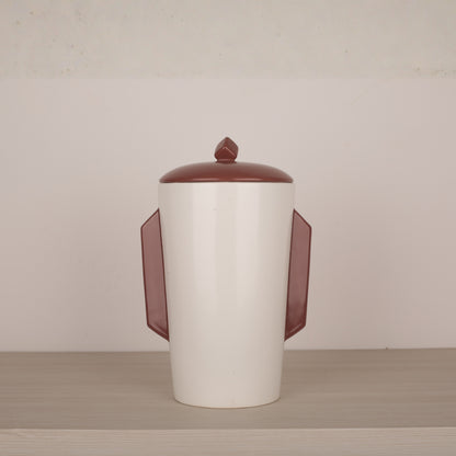 White Ceramic Face Structure Storage Jar with Lid
