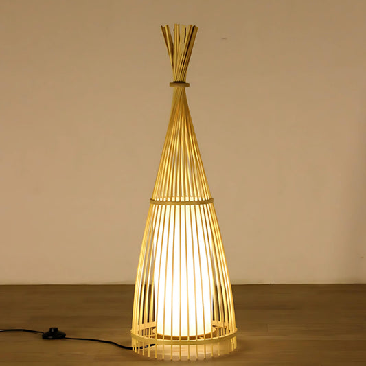 Bamboo Wooven Standing Floor Lamp