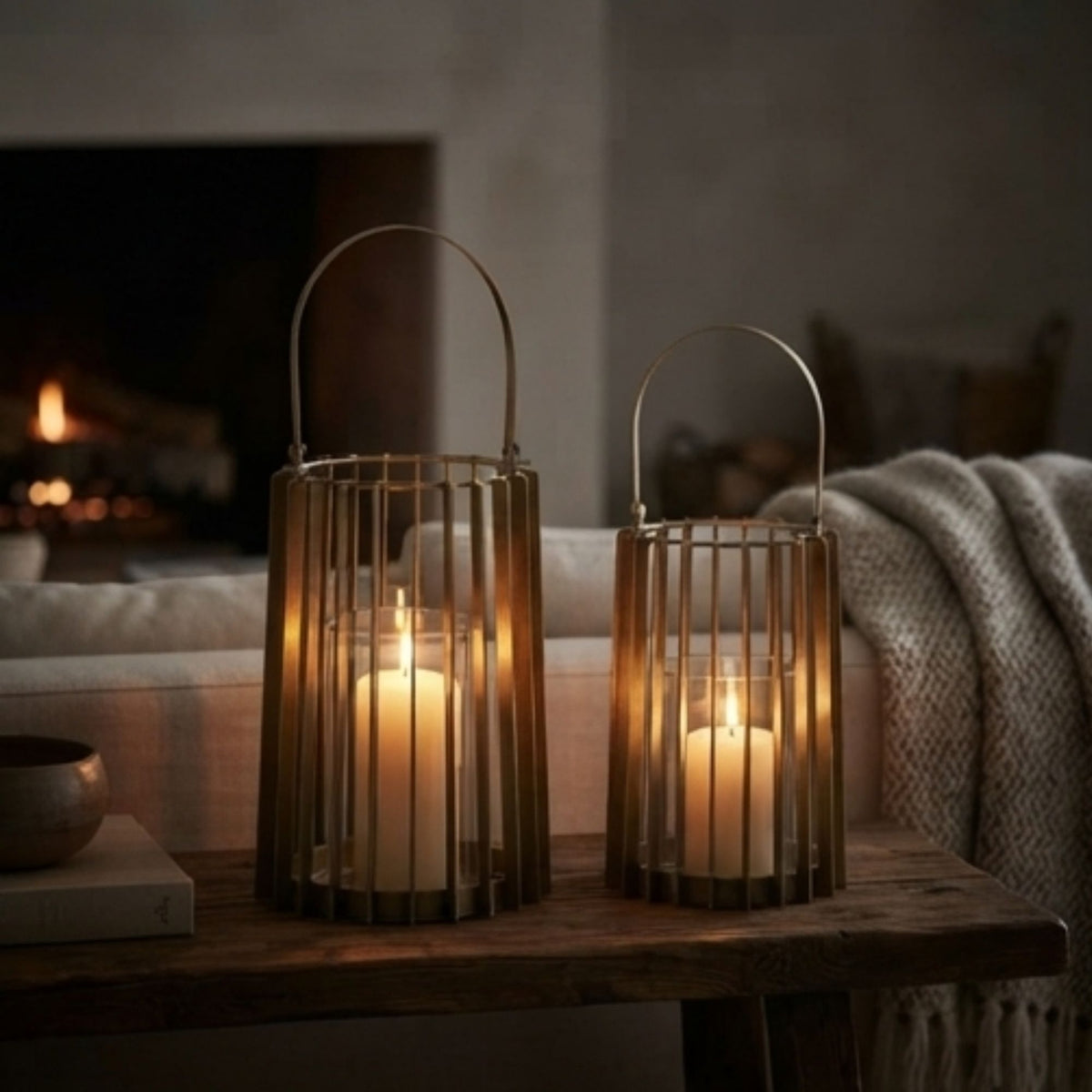 Cage Shadow Metal Lantern/ Candle Holder