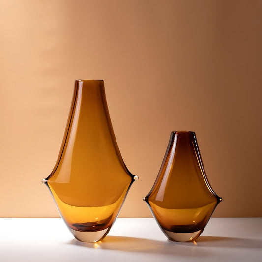 Handmade Amber Color Glass Vase