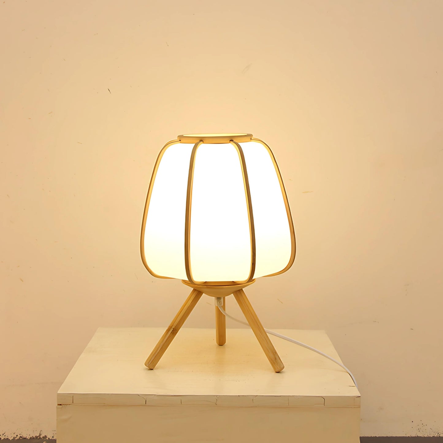 LED Wooden Tripod Base Table Lamp