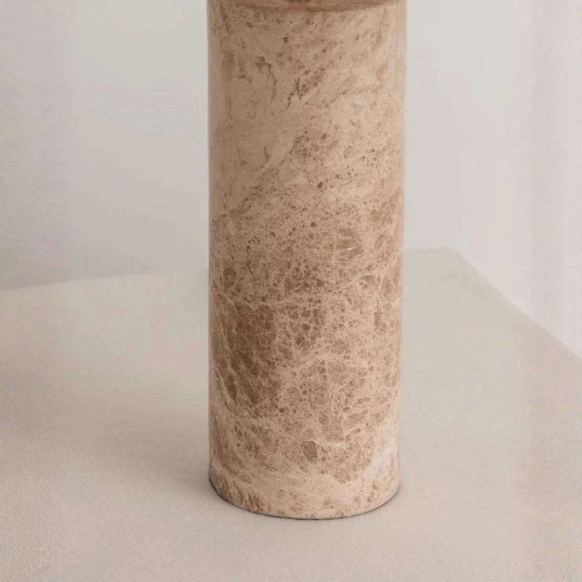 Mushroom Shade with Beige Marble Cylinder Base Table Lamp