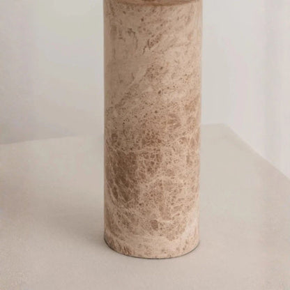 Mushroom Shade with Beige Marble Cylinder Base Table Lamp