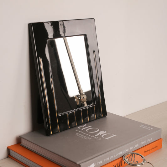 Black Ceramic Golden Lines Table Photo Frame