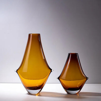 Handmade Amber Color Glass Vase