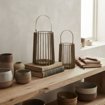 Cage Shadow Metal Lantern/ Candle Holder