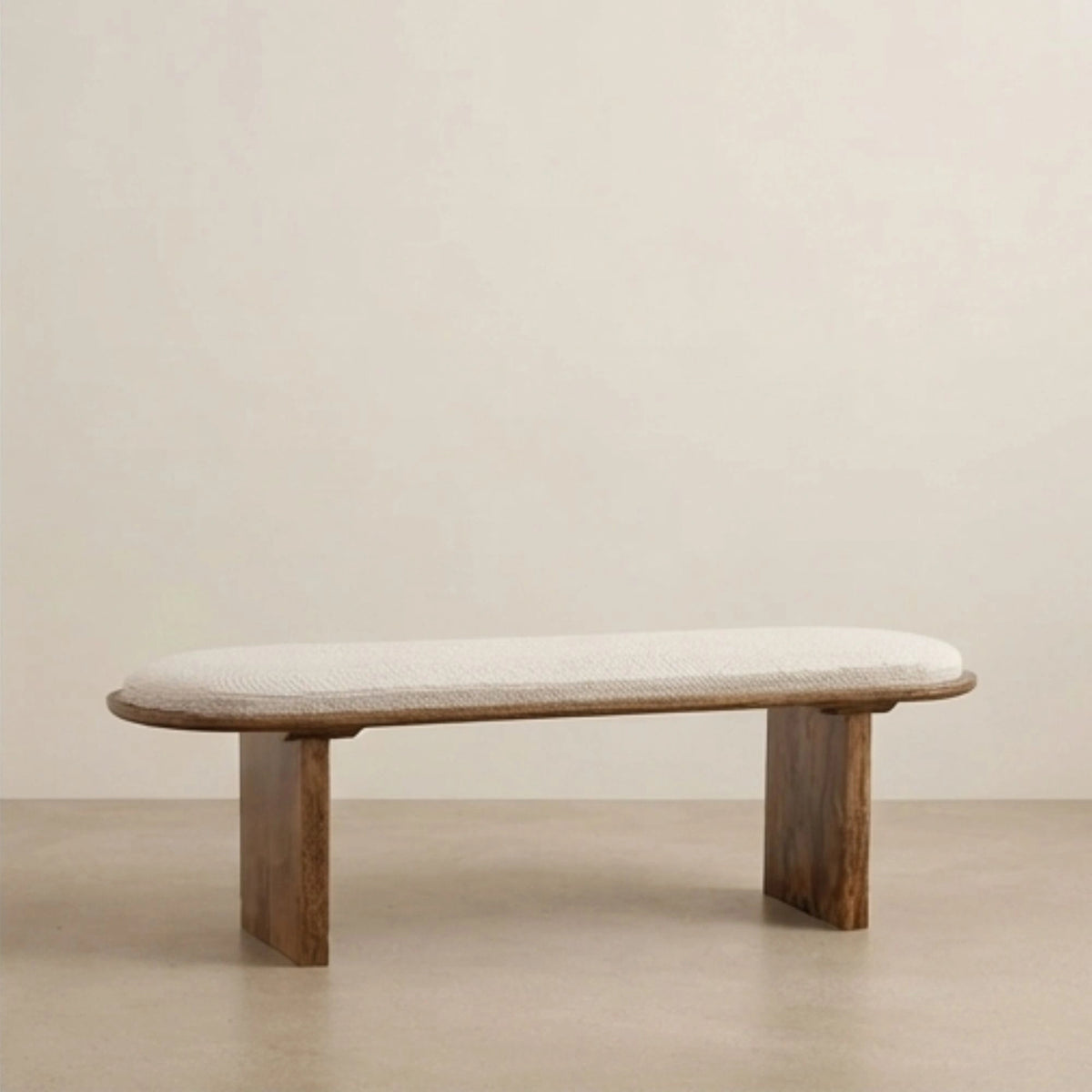 Oatmeal Wood Base Bench