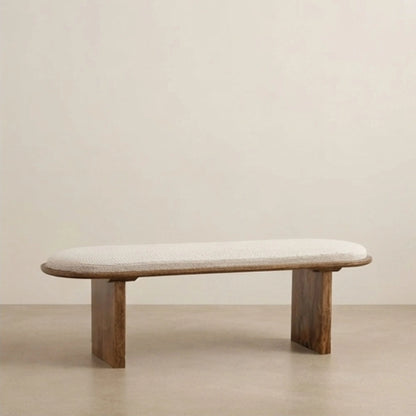 Oatmeal Wood Base Bench