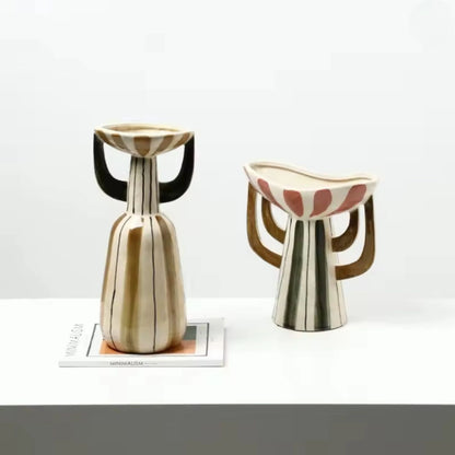 Vertical Crack Striped Design Flower Vase